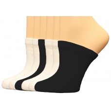 FootGalaxy Premium Clog Socks 6 Pair, White/White/Black