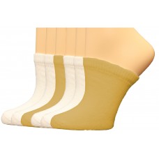 FootGalaxy Premium Clog Socks 6 Pair, White/White/Nude