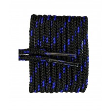 FootGalaxy High Quality Round Laces For Boots And Shoes, Black With Royal Chip
