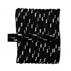 FootGalaxy High Quality Round Laces For Boots And Shoes, Black With White Chip