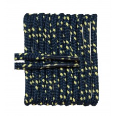 FootGalaxy High Quality Round Laces For Boots And Shoes, Navy With Yellow Chip